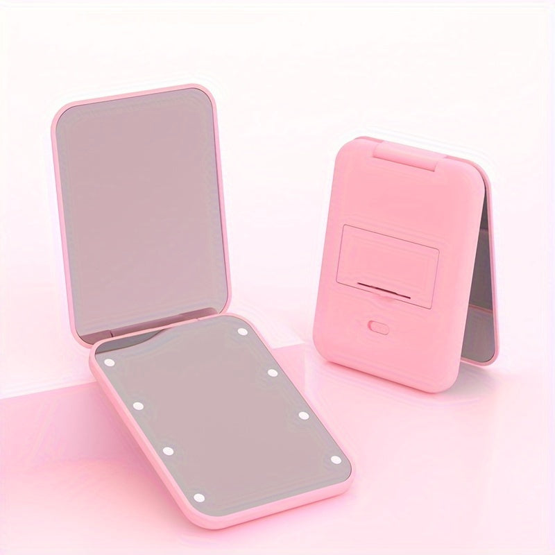 Compact Foldable Makeup Mirror with Natural Light & Magnification
