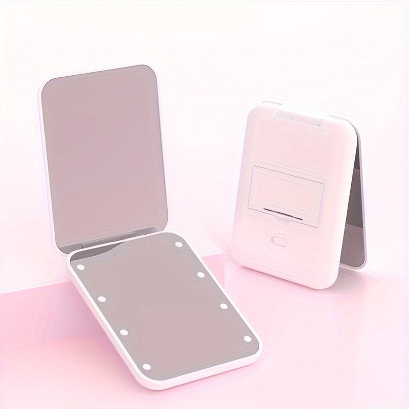 Compact Foldable Makeup Mirror with Natural Light & Magnification