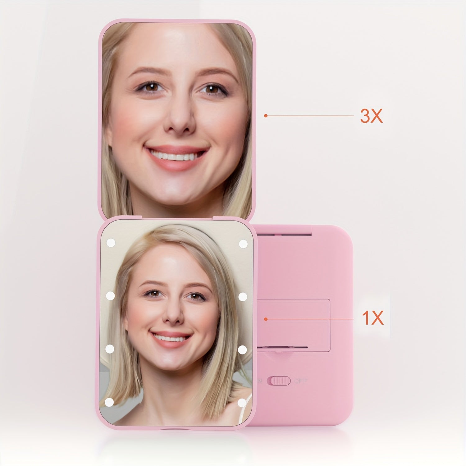 Compact Foldable Makeup Mirror with Natural Light & Magnification