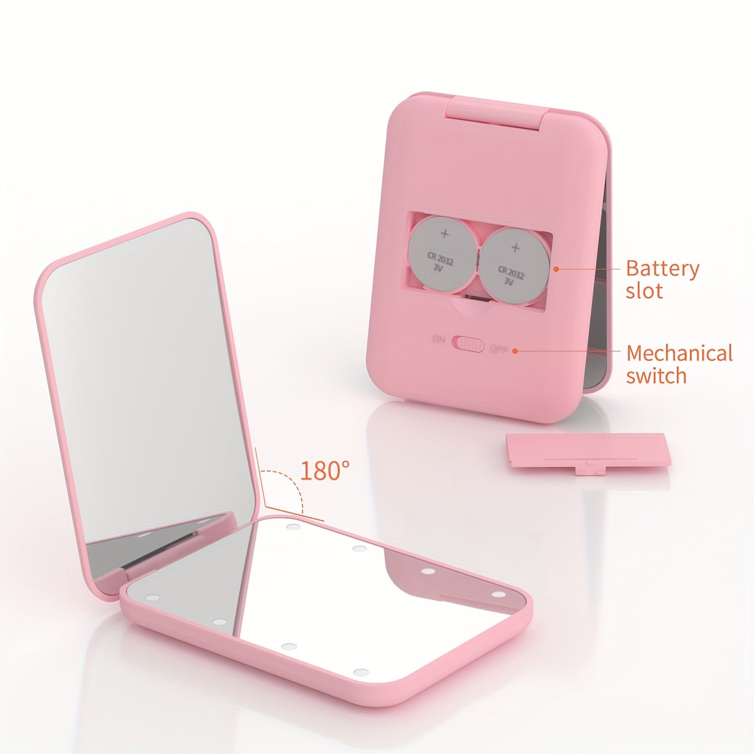 Compact Foldable Makeup Mirror with Natural Light & Magnification